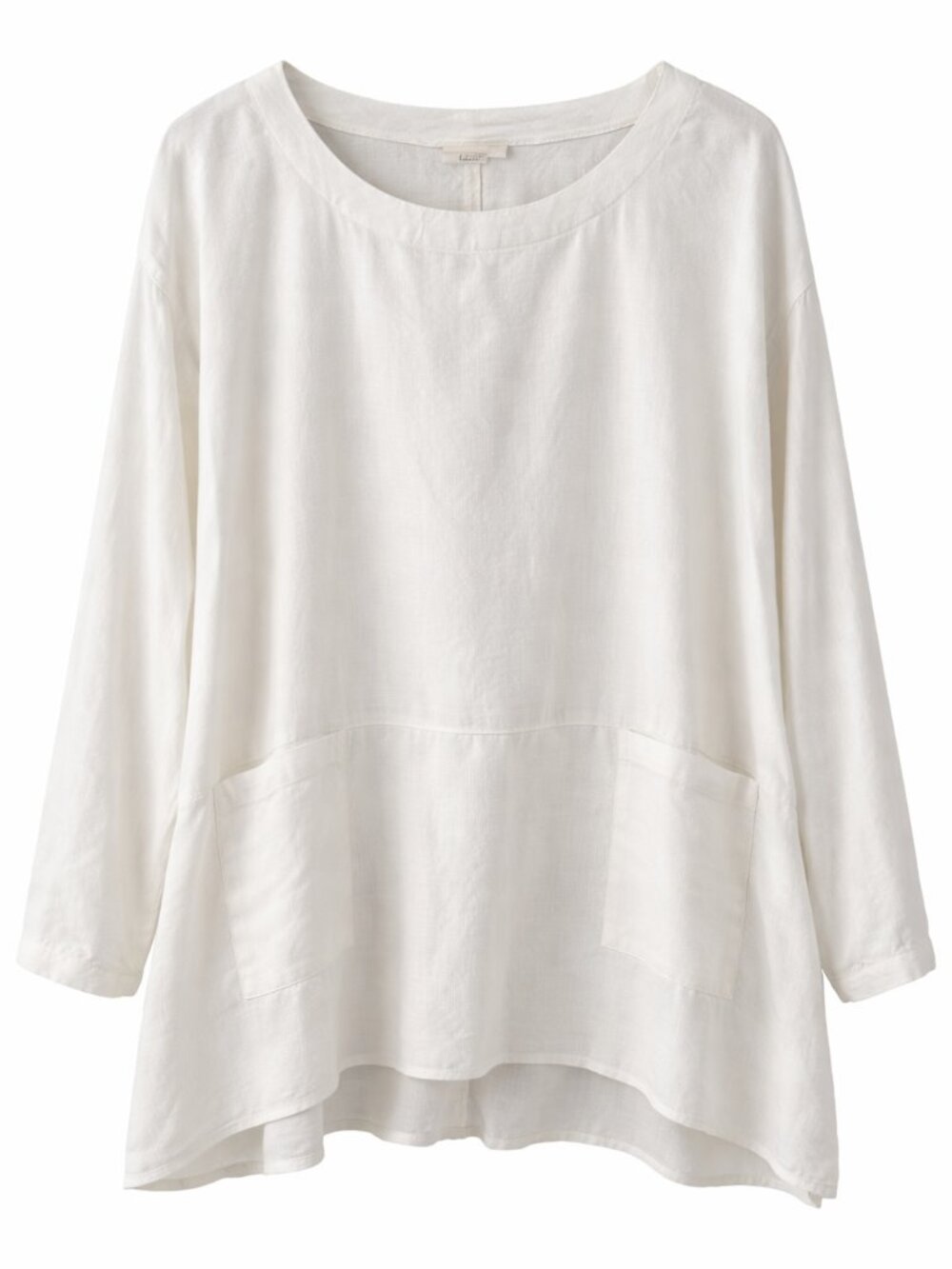 Kleen Linen Blend Tunic Top XL White Patch Pocket Lagenlook